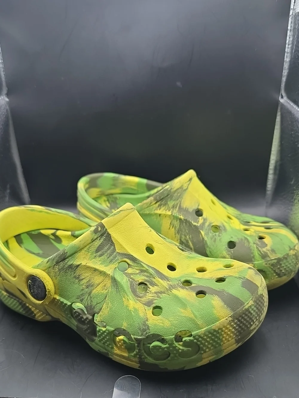 CROCS Kids Yellow and Green Camo Classic Clog